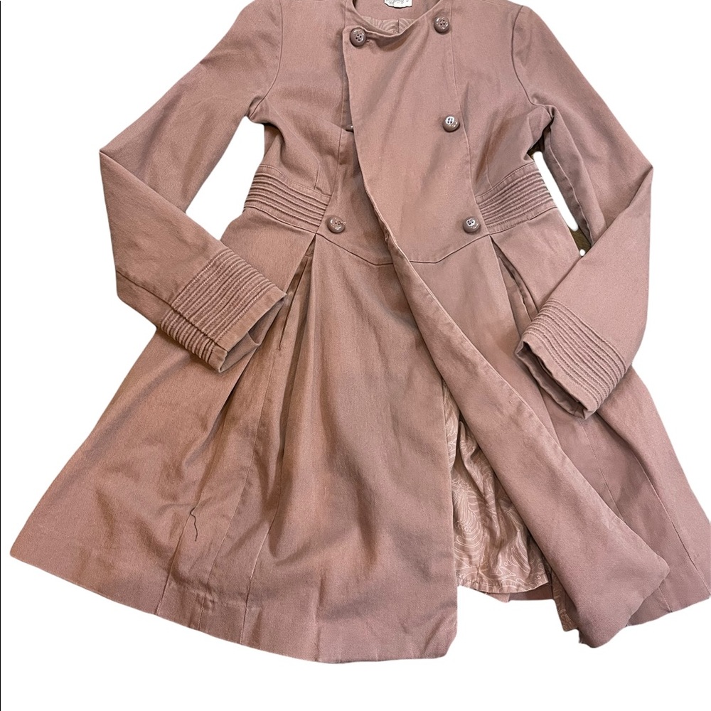 Anthropologie Tulle Double Breasted Trench Coat Medium